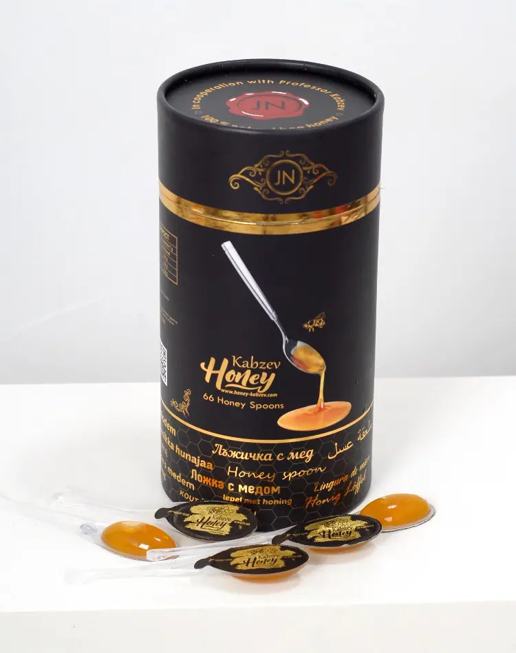 Spoons with honey, Elegant box with 66 spoons of honey