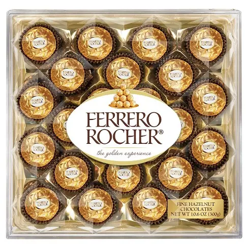 Шоколадови бонбони "Ferrero Rocher", 300 гр, 25бр